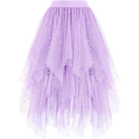 Women's Tulle Skirts High Low Lavender Sequin - Picture 1 of 5